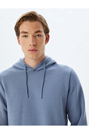 Şardonlu Pamuklu Basic Kapşonlu Sweatshirt