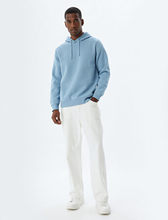Şardonlu Pamuk Karışımlı Basic Kapşonlu Sweatshirt