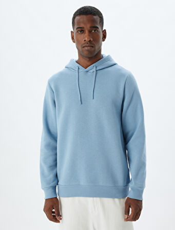 Şardonlu Pamuk Karışımlı Basic Kapşonlu Sweatshirt