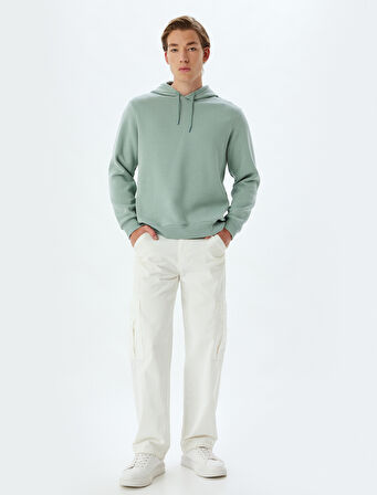 Şardonlu Pamuk Karışımlı Basic Kapşonlu Sweatshirt