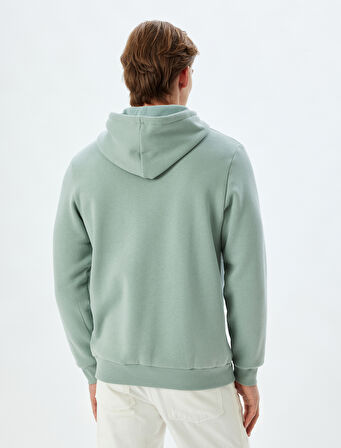 Şardonlu Pamuk Karışımlı Basic Kapşonlu Sweatshirt