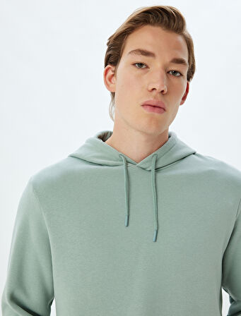 Şardonlu Pamuk Karışımlı Basic Kapşonlu Sweatshirt