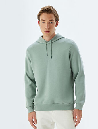 Şardonlu Pamuk Karışımlı Basic Kapşonlu Sweatshirt