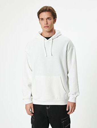 Oversize Sweatshirt Kapşonlu Uzun Kollu Kanguru Cep Detaylı