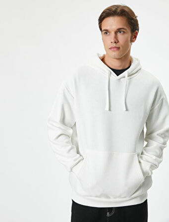 Oversize Sweatshirt Kapşonlu Uzun Kollu Kanguru Cep Detaylı