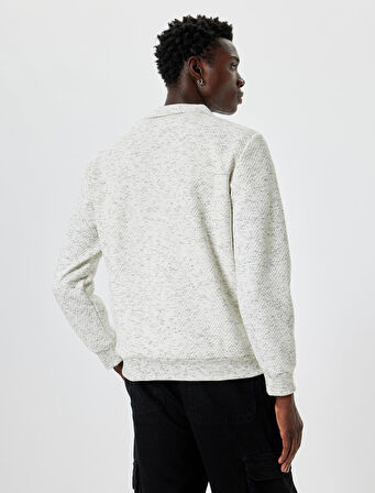 Yarım Fermuarlı Sweatshirt Dokulu Pamuklu