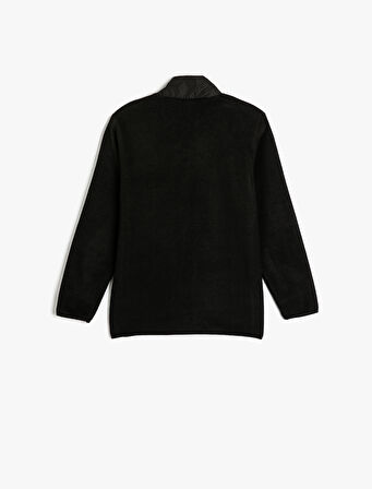 Fermuarlı Polar Sweatshirt Dik Yaka Uzun Kollu