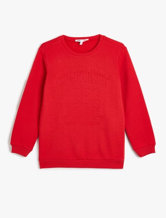 Sweatshirt Cumhuriyet Kabartma Baskılı Kısa Kollu Bisiklet Yaka