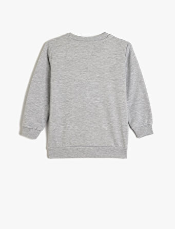 Slogan Baskılı Sweatshirt Bisiklet Yaka