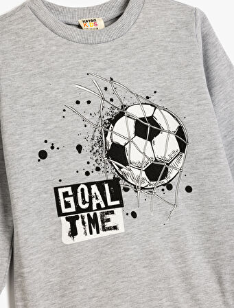 Slogan Baskılı Sweatshirt Bisiklet Yaka