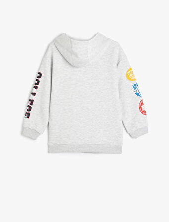 Kapşonlu Sweatshirt Los Angeles Baskılı Uzun Kollu