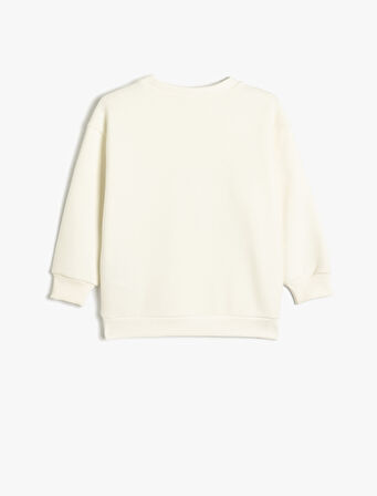 Hayvan Baskılı Sweatshirt Bisiklet Yaka Boxy Pamuk Karışımlı