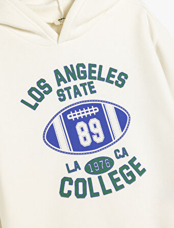 Kapşonlu Sweatshirt Los Angeles Baskılı Şardonlu