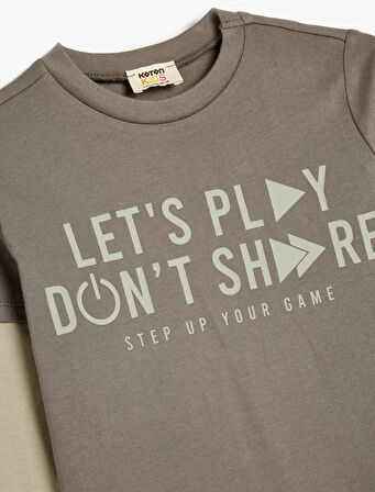 Tişört Oyun Temalı Slogan Baskılı Uzun Kollu Bisiklet Yaka Pamuklu