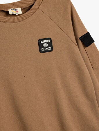 Sweatshirt Cep Detaylı Bisiklet Yaka Uzun Kollu Pamuklu Şardonlu