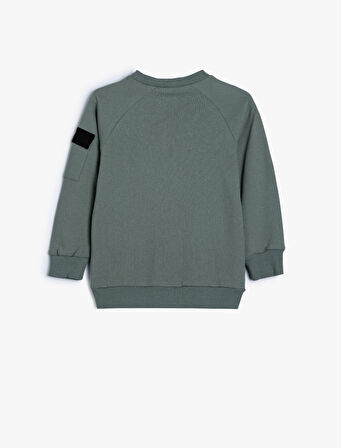 Sweatshirt Cep Detaylı Bisiklet Yaka Uzun Kollu Pamuklu Şardonlu