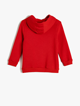 Basic Kapşonlu Kanguru Cepli Uzun Kollu Sweatshirt