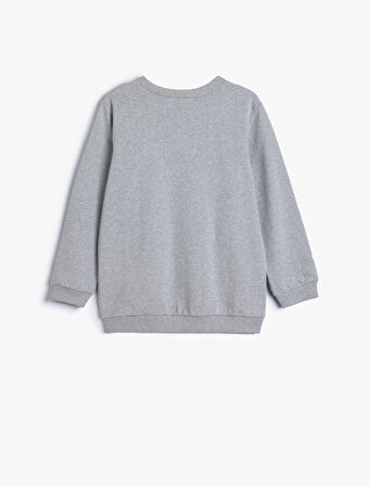 Sweatshirt Şardonlu Kaykay Baskılı Bisiklet Yaka