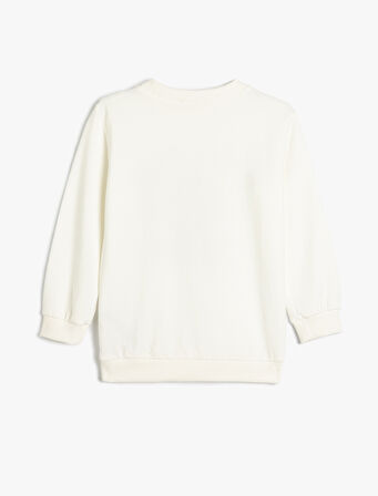 Şardonlu Uzun Kollu Şehir Baskılı Sweatshirt