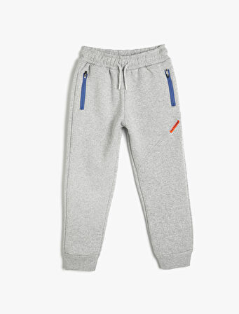 Jogger Eşofman Altı Cep Detaylı Beli Bağlamalı Şardonlu