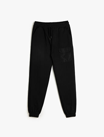 Jogger Eşofman Altı Beli Bağlamalı Cep Detaylı Şardonlu 