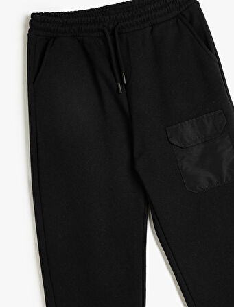 Jogger Eşofman Altı Beli Bağlamalı Cep Detaylı Şardonlu 