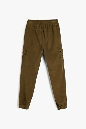 Koton Erkek Çocuk Kadife Pantolon Kargo Cep Detaylı Beli Bağlamalı Pamuklu