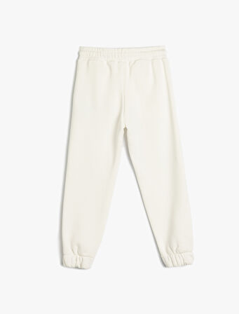 Jogger Eşofman Altı Slogan Baskılı Beli Bağcıklı Cep Detaylı Pamuk Karışımlı