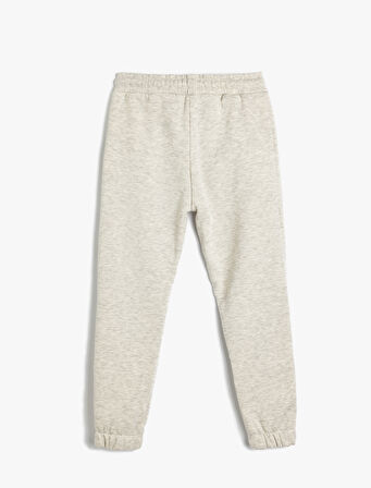 Jogger Eşofman Altı Slogan Baskılı Beli Bağcıklı Cep Detaylı Pamuk Karışımlı