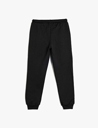 Jogger Eşofman Altı Beli Bağlamalı Baskı Detaylı Cepli