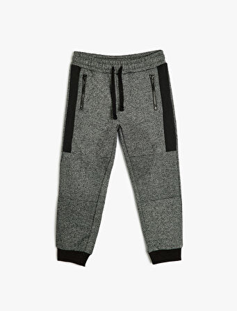 Jogger Eşofman Altı Renk Bloklu Fermuar Detaylı