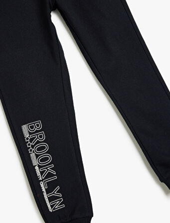 Jogger Eşofman Altı Cepli Baskılı Beli Bağlamalı