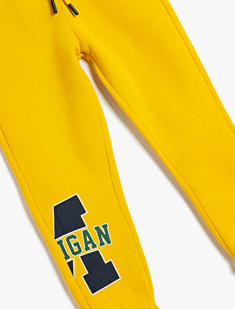 Jogger Eşofman Altı Beli Bağlamalı Baskı Detaylı Cepli