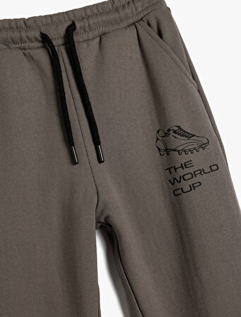 Jogger Eşofman Altı Slogan Baskılı Cepli Beli Bağlamalı 