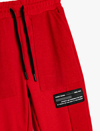 Jogger Eşofman Altı Cepli Beli Bağlamalı Aplike Detaylı