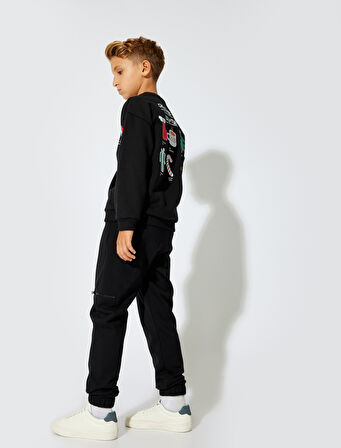 Jogger Eşofman Altı Beli Bağlamalı Cep Detaylı Şardonlu 