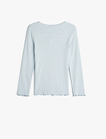 Tişört Şehir Baskılı Uzun Kollu Bisiklet Yaka Ribanalı Pamuklu