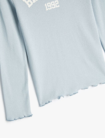 Tişört Şehir Baskılı Uzun Kollu Bisiklet Yaka Ribanalı Pamuklu