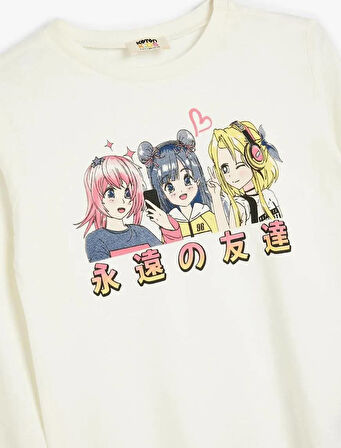 5WKG10024AK Koton Kız Çocuk Sweat EKRU