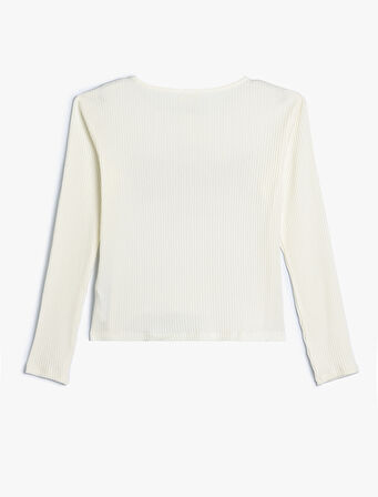 Tişört Uzun Kollu Bisiklet Yaka Slogan Baskılı Kaşkorse