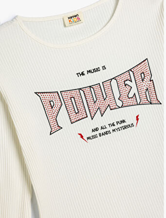 Tişört Uzun Kollu Bisiklet Yaka Slogan Baskılı Kaşkorse