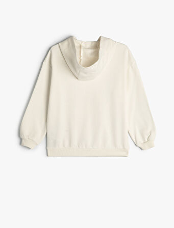 Kapşonlu Oversize Sweatshirt Anime Baskılı Uzun Kollu Şardonlu Pamuklu