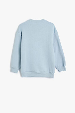 Koton Kız Çocuk Sweatshirt Çiçek Baskılı Uzun Kollu Bisiklet Yaka