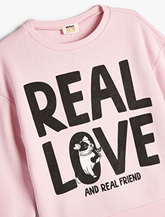 Sweatshirt Slogan Baskılı Uzun Kollu Şardonlu 