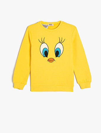 Tweety Sweatshirt Lisanslı Bisiklet Yaka Pamuklu