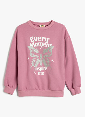 Koton Baskılı Kız Çocuk Pembe Sweatshırt 5WKG10098AK