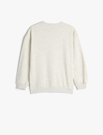 Sweatshirt Köpek Baskılı Bisiklet Yaka Uzun Kollu 