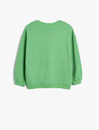 Sweatshirt Şehir Baskılı Uzun Kollu Bisiklet Yaka Pamuklu