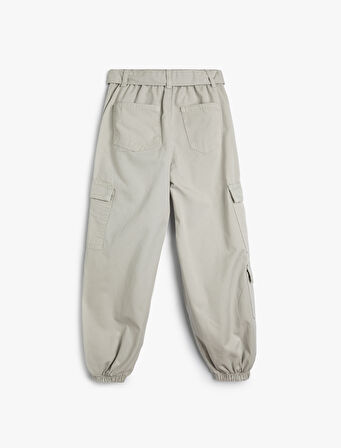 Jogger Pantolon Kargo Cepli Kemer Detaylı Pamuklu