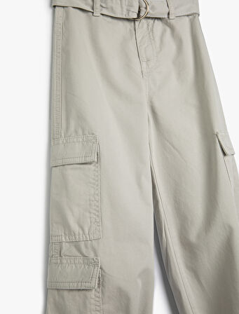 Jogger Pantolon Kargo Cepli Kemer Detaylı Pamuklu